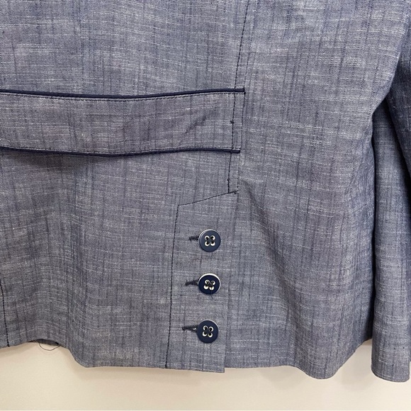 M Collection blazer cotton blend blue vest size 14 denim mix plus size jacket - Picture 7 of 16